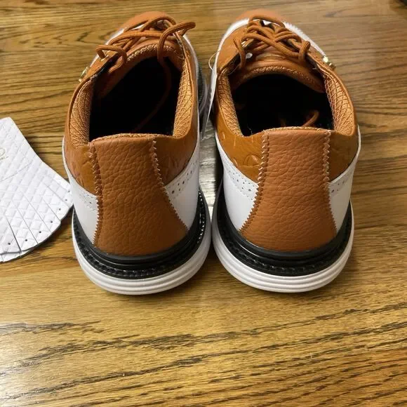 Puma Men's Arnold Palmer Golf Shoes Size 9 - 12 White Leather Brown - Picture 6 of 8